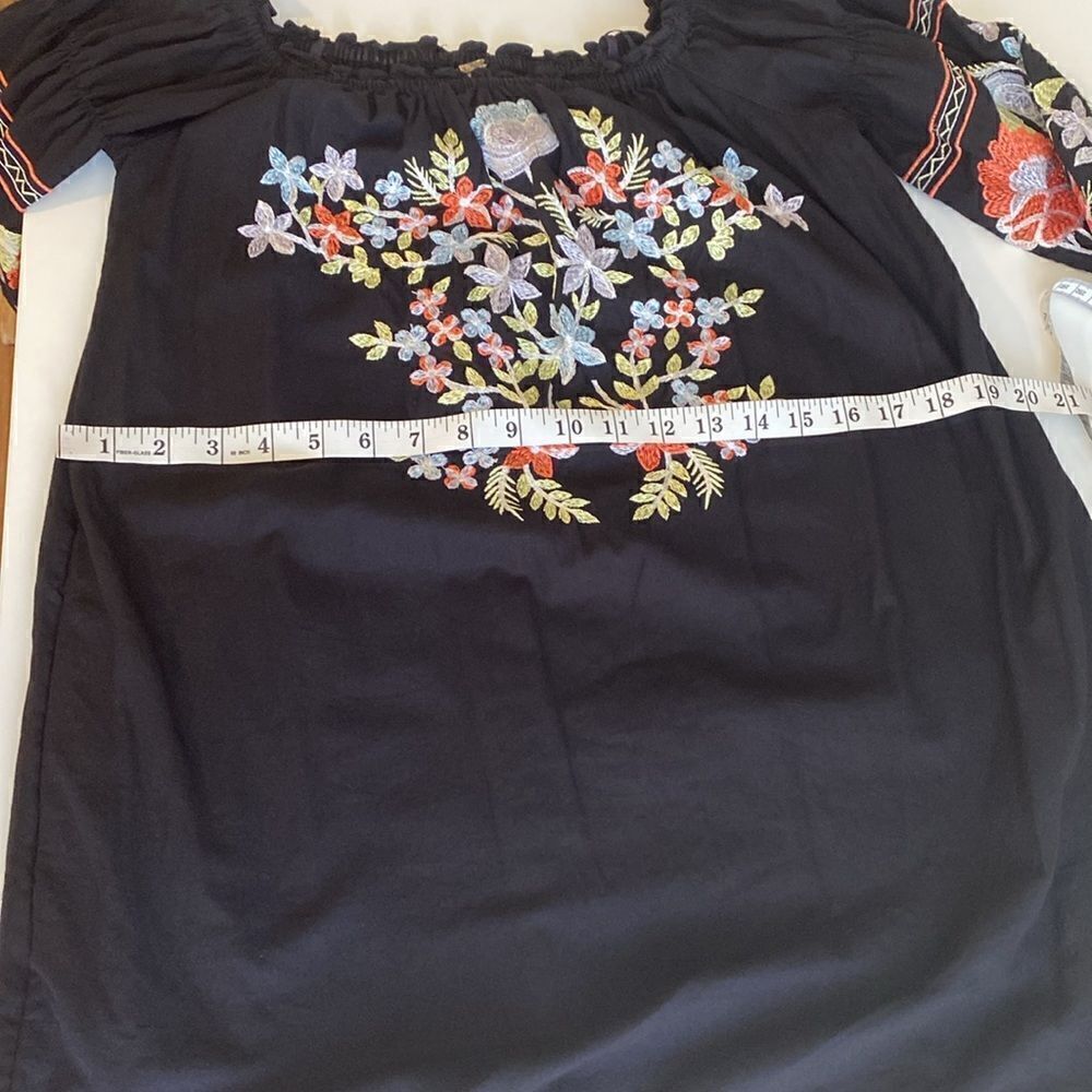 Free People Black Fleur Du‎ Jour Embroidered Mini Dress Size Extra Small - Picture 12 of 14